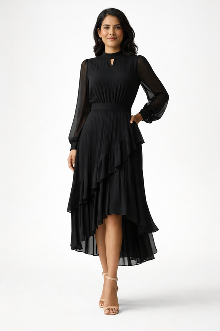 Véra - Vestido midi plisado con volantes