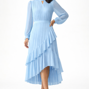Véra - Vestido midi plisado con volantes