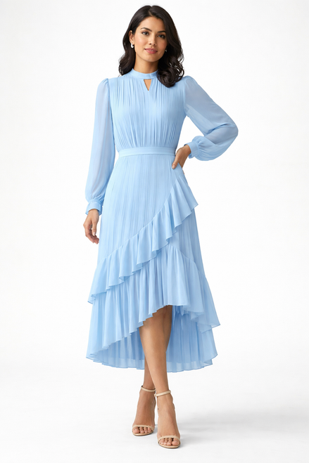 Véra - Vestido midi plisado con volantes