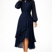 Véra - Vestido midi plisado con volantes