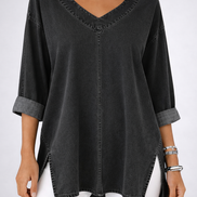 Iliana - blusa denim con escote en v
