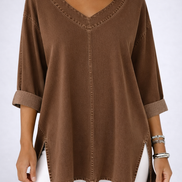 Iliana - blusa denim con escote en v