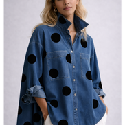 Lira - camisa denim oversize con lunares