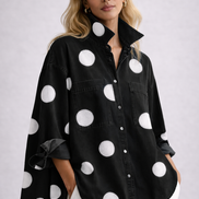 Lira - camisa denim oversize con lunares