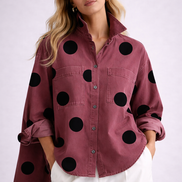 Lira - camisa denim oversize con lunares