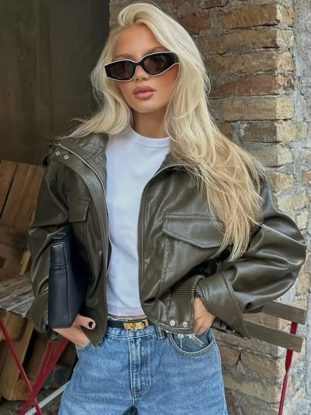 Eliana - chaqueta biker oversize efecto piel