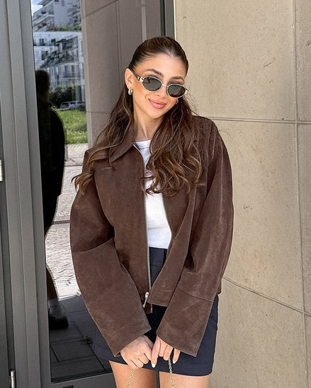 Miranda - chaqueta cropped efecto ante