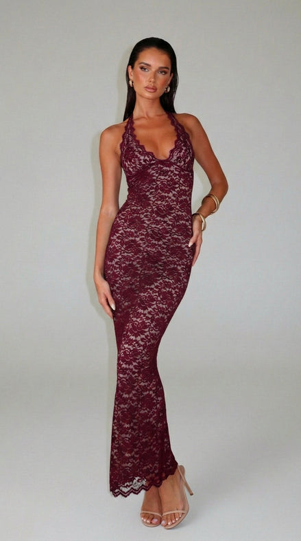 Victoria - vestido largo de encaje halter