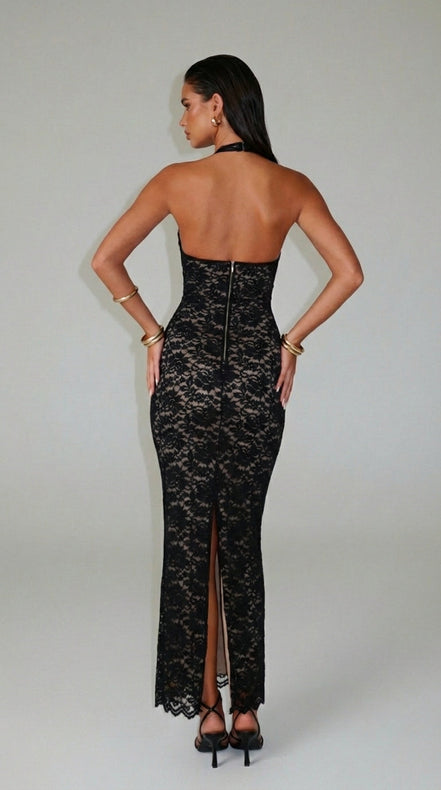 Victoria - vestido largo de encaje halter