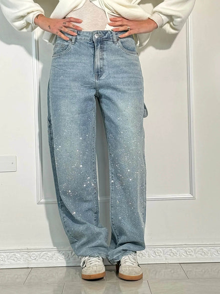 Inés - jeans balloon con efecto brillo