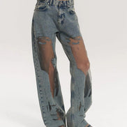 Alma - jeans azules con efecto transparente