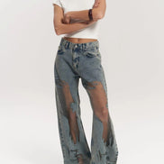 Alma - jeans azules con efecto transparente
