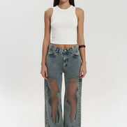 Alma - jeans azules con efecto transparente