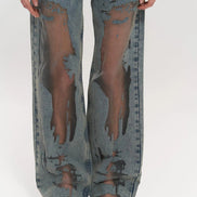 Alma - jeans azules con efecto transparente