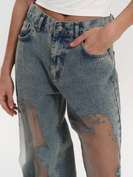 Alma - jeans azules con efecto transparente