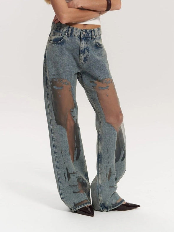 Alma - jeans azules con efecto transparente