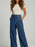 Daria - pantalón denim wide leg cruzado