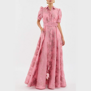 Amara - vestido rosa con mangas abullonadas