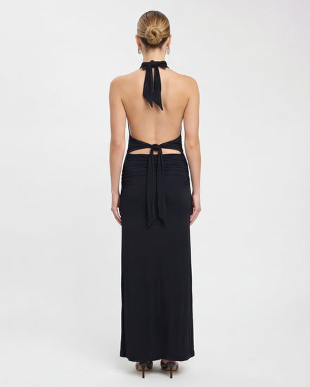 Alessandra - vestido largo halter con espalda descubierta