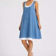 Lúa - vestido fluido sin mangas de doble capa