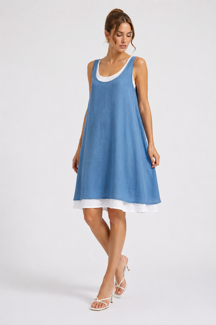 Lúa - vestido fluido sin mangas de doble capa