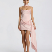 Carolina - vestido mini corset con drapeado y lazada