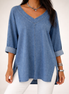 Iliana - blusa denim con escote en v