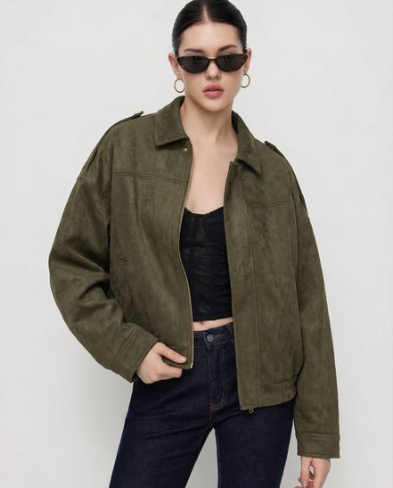 Olivia - chaqueta ante oversize