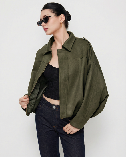 Olivia - chaqueta ante oversize