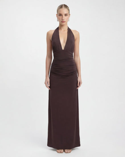 Alessandra - vestido largo halter con espalda descubierta