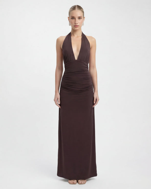 Alessandra - vestido largo halter con espalda descubierta