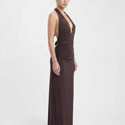Alessandra - vestido largo halter con espalda descubierta
