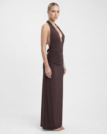 Alessandra - vestido largo halter con espalda descubierta