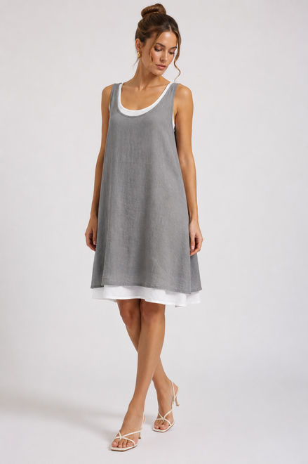 Lúa - vestido fluido sin mangas de doble capa