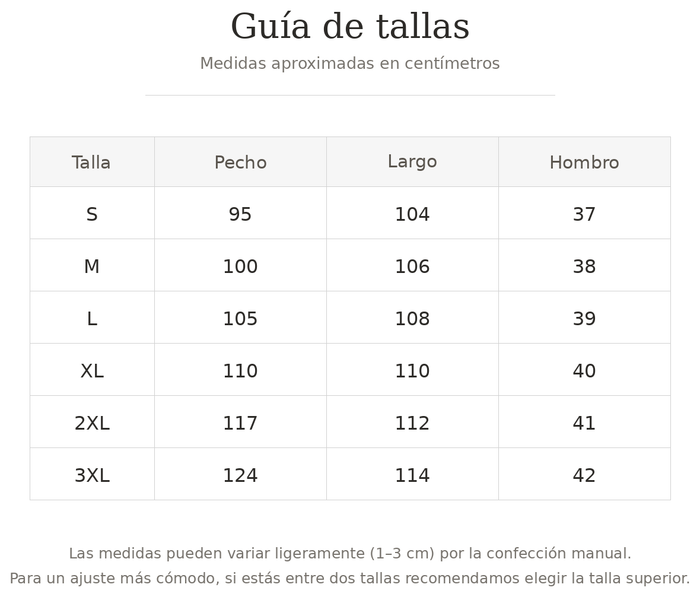 Guía de tallas