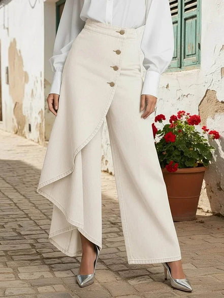 Elara - pantalón denim con volante