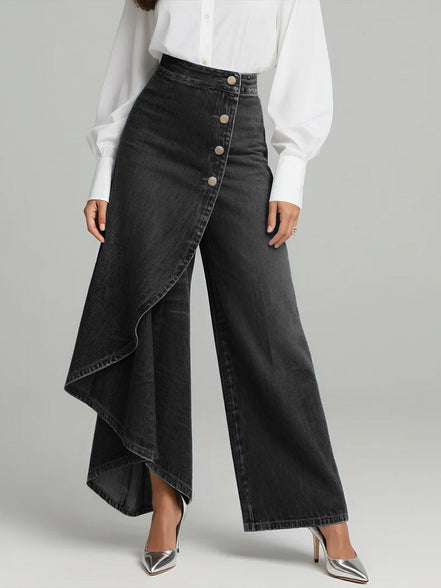 Elara - pantalón denim con volante