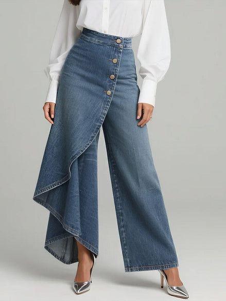 Elara - pantalón denim con volante