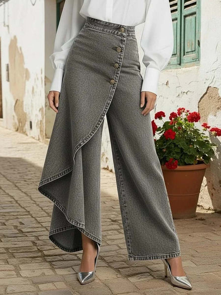 Elara - pantalón denim con volante