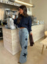 Cloe - jeans rectos con print de estrellas