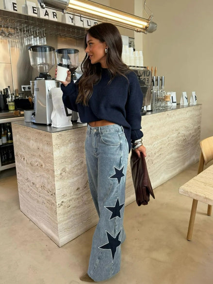 Cloe - jeans rectos con print de estrellas