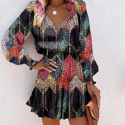 Valeria - vestido boho estampado con volantes