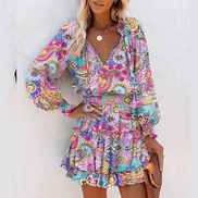 Valeria - vestido boho estampado con volantes