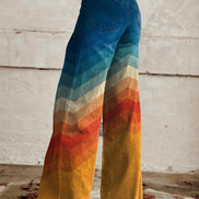 Léa - Pantalones retro con estampado en zigzag