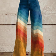 Léa - Pantalones retro con estampado en zigzag