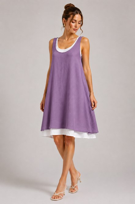 Lúa - vestido fluido sin mangas de doble capa
