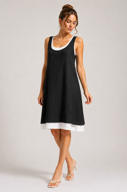 Lúa - vestido fluido sin mangas de doble capa