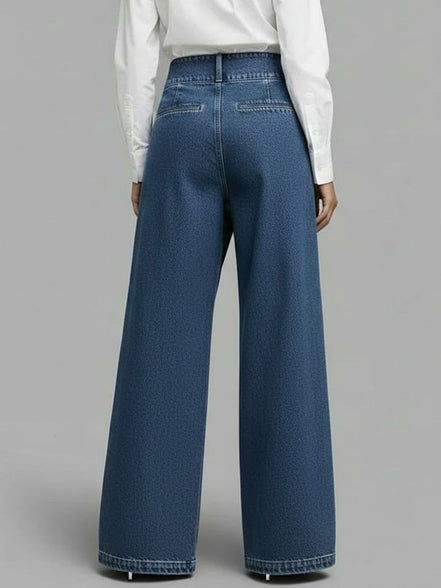 Daria - pantalón denim wide leg cruzado
