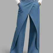 Daria - pantalón denim wide leg cruzado