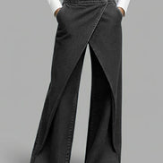 Daria - pantalón denim wide leg cruzado